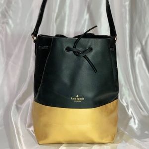 kate spade west valley bucket bag gold leather tote